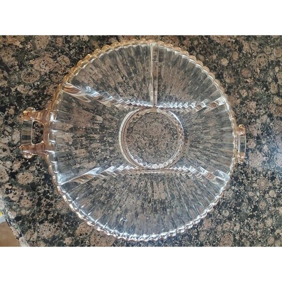 Jeanette Glass And Gold Trimmed Relish Tray - Picture 1 of 3